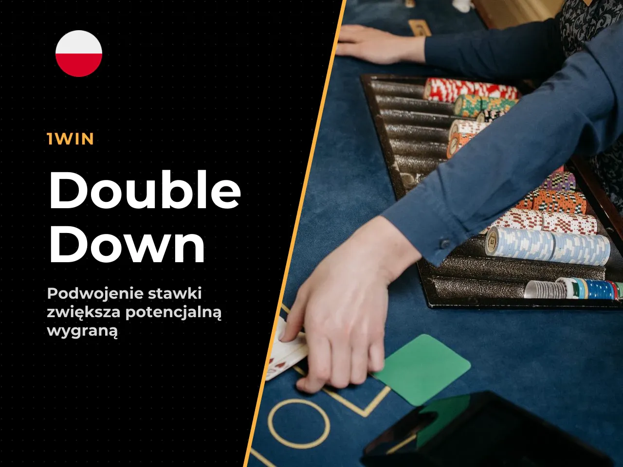 Jak zmienia się ryzyko i potencjalna wygrana. Potwierdzenie dodatkowej operacji modyfikuje bieżący poziom ryzyka, podnosząc nakład wpisany w zakład. **Double Down** podwaja stawkę, ale wyklucza dalsze
